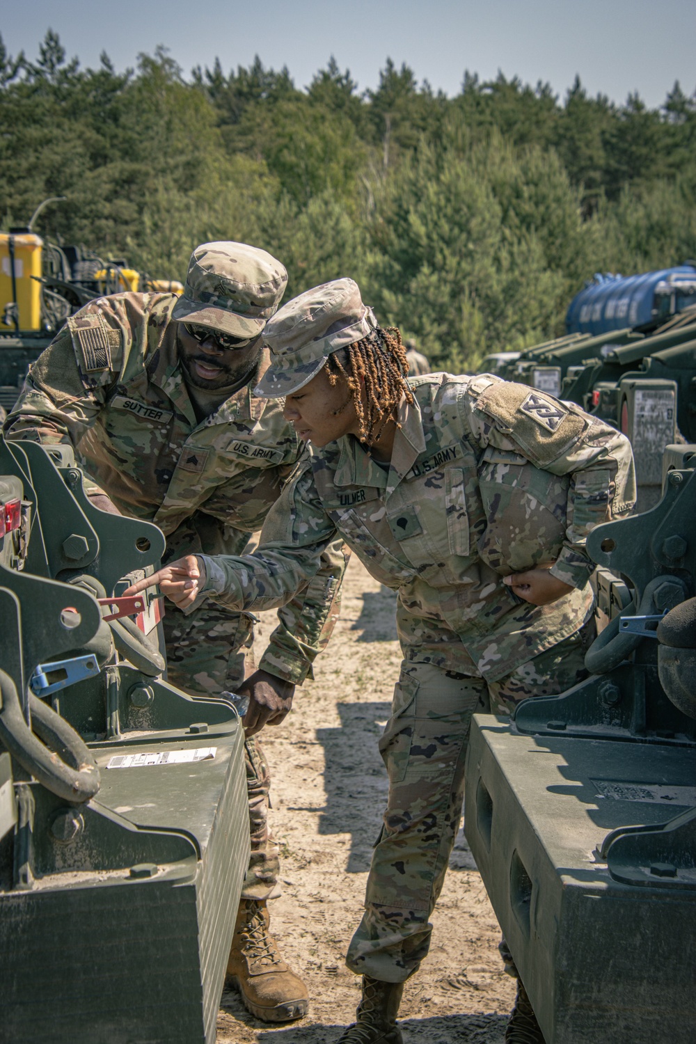 Soldiers of the Army Reserve’s 414th Transportation Company conduct PMCS