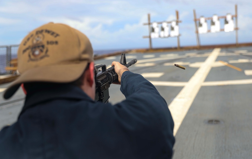 USS Dewey (DDG 105) Conducts Small Arms Live-Fire Exercise