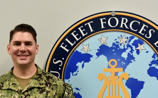 Musician 3rd Class Jeff Spaniola Bluejacket of the Quarter Award Ceremony