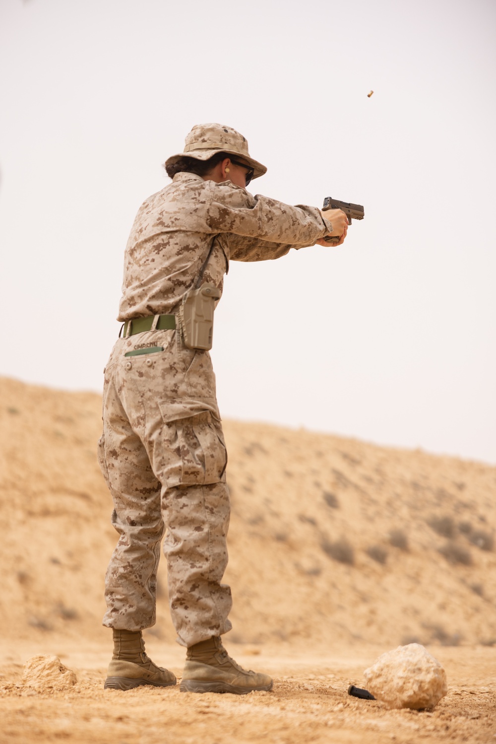 Marines with 3rd Assault Amphibian Bn. attend pistol range during Bright Star 23.