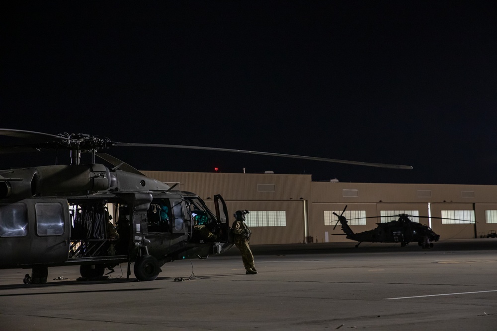 U.S. Army UH-60M Black Hawk flight crew on standby