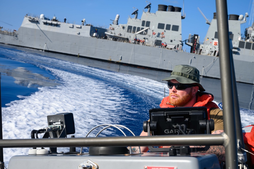 Unmanned Surface Vessel Ranger Transits with USS Shoup