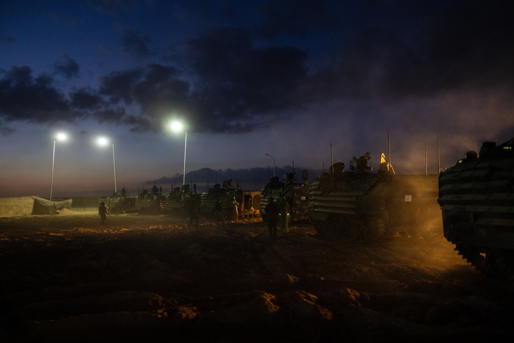 Marines with 3rd Assault Amphibian Bn. participate in combined arms live fire exercise during Bright Star 23.