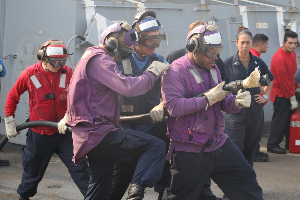 USS Thomas Hudner Fire Fighting Drills