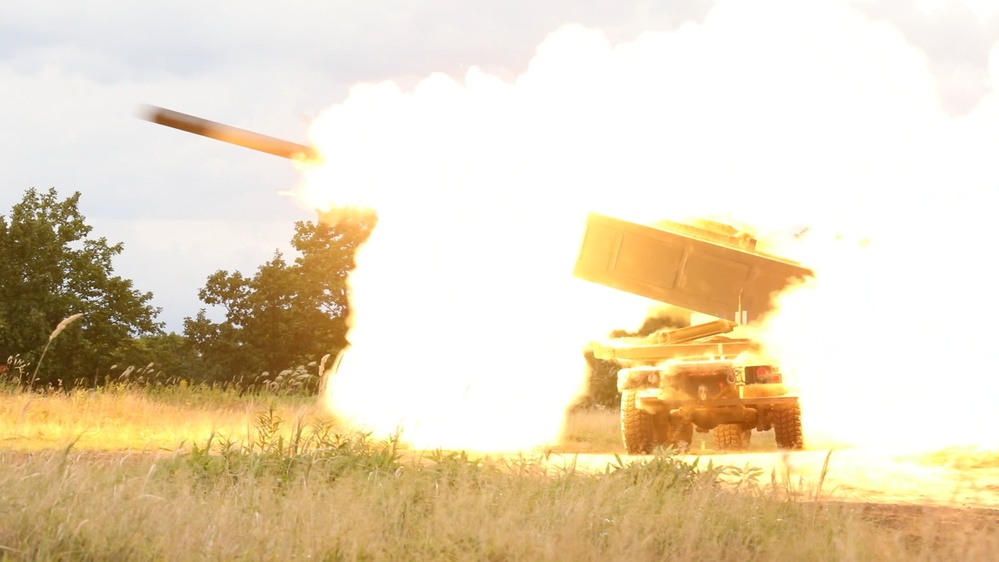 Missiles cut through the sky in HIMARS display in Japan