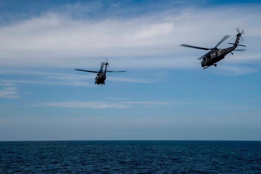 USS John P. Murtha Conducts Flight Operations with 160th Airborne