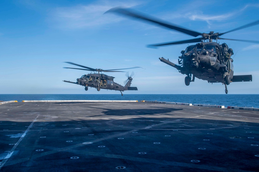 USS John P. Murtha Conducts Flight Operations with 160th Airborne