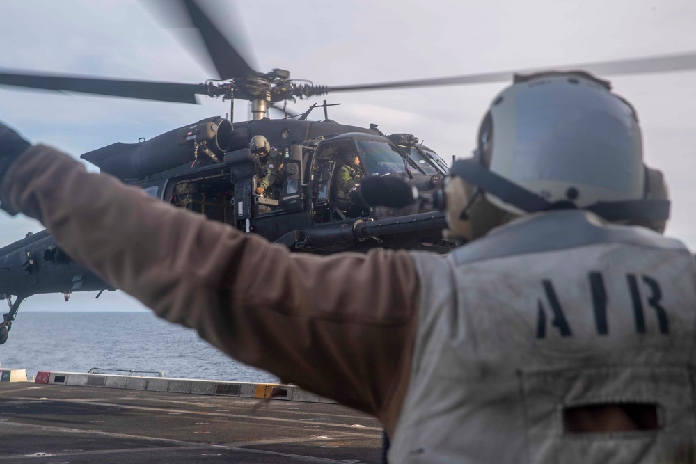 USS John P. Murtha Conducts Flight Operations with 160th Airborne