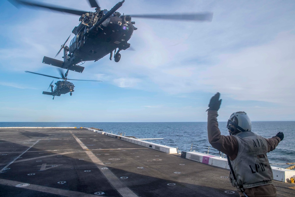 USS John P. Murtha Conducts Flight Operations with 160th Airborne