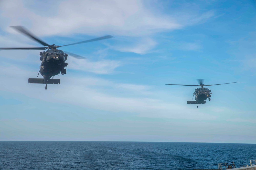 USS John P. Murtha Conducts Flight Operations with 160th Airborne