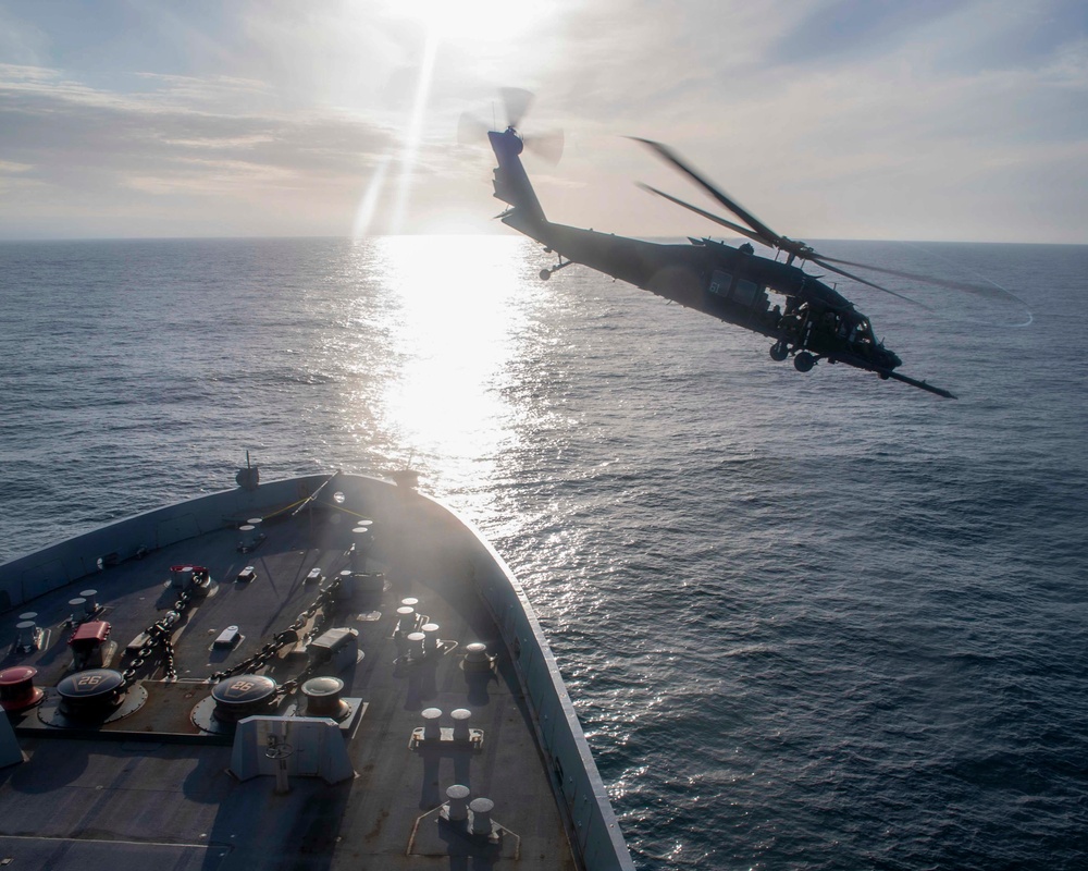 USS John P. Murtha Conducts Flight Operations with 160th Airborne