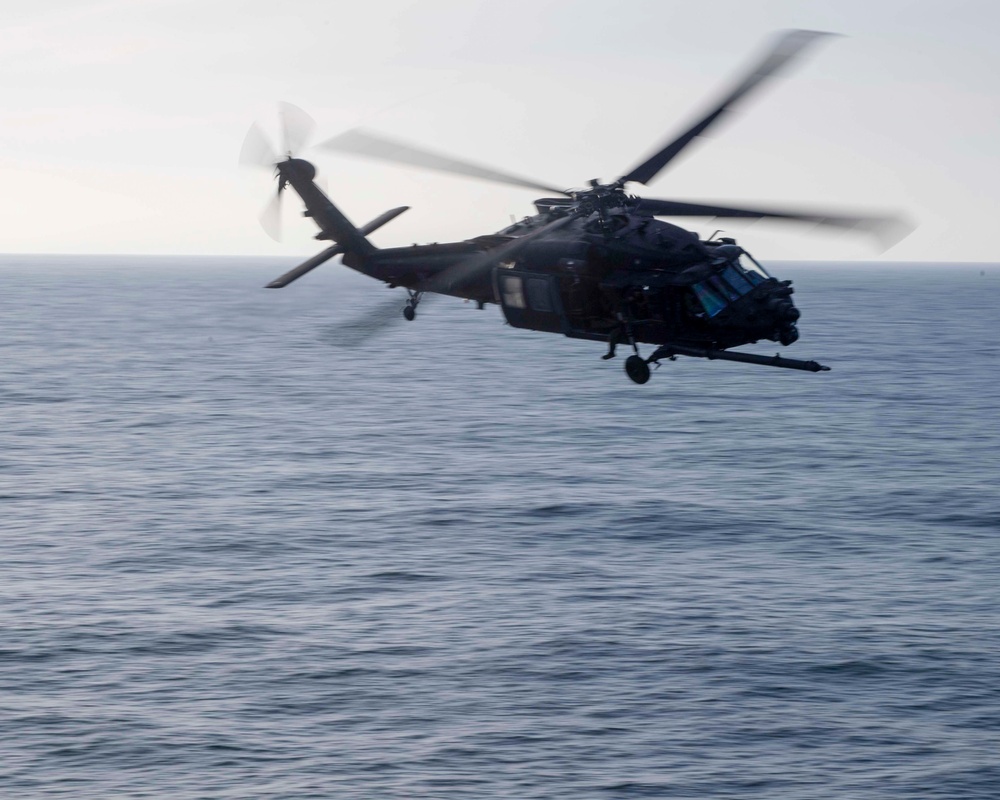 USS John P. Murtha Conducts Flight Operations with 160th Airborne