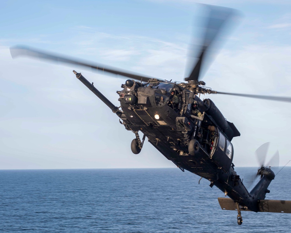 USS John P. Murtha Conducts Flight Operations with 160th Airborne