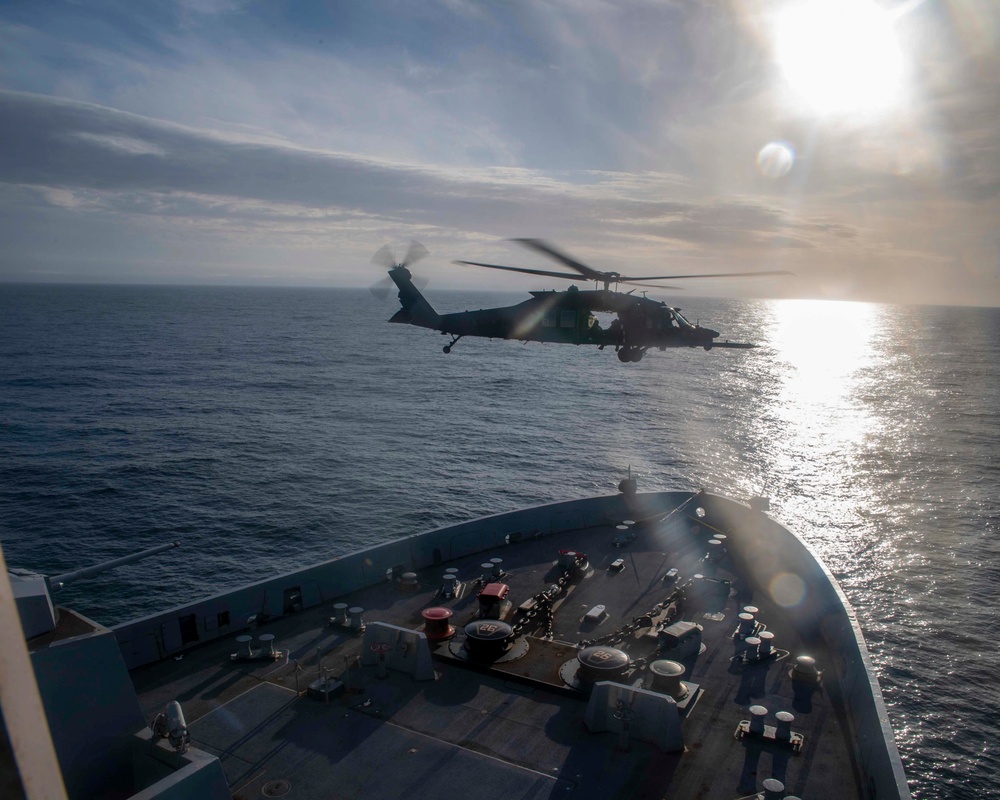 USS John P. Murtha Conducts Flight Operations with 160th Airborne