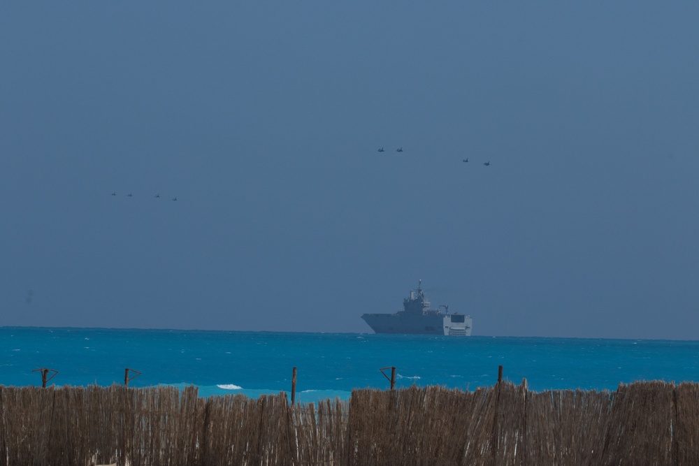 U.S., Egyptian and partner nations naval forces participate in an amphibious combined live fire exercise during exercise Bright Star 2023