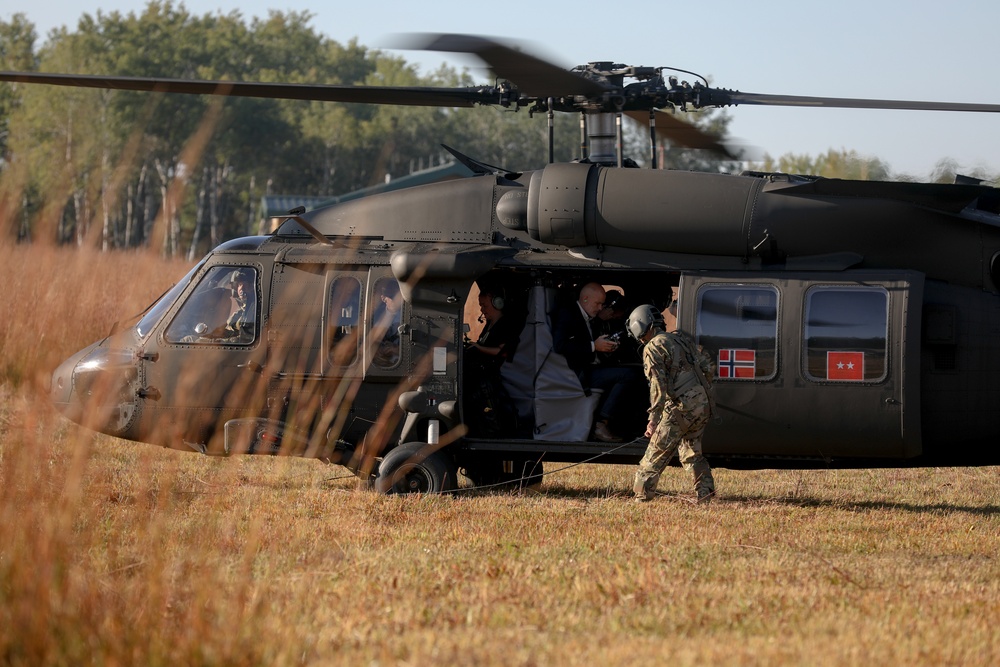 The Norwegian Prime Minister, Jonas Gahr Støre, and Norwegian Ambassador to the United States Anniken Krutnes, visit Camp Ripley Training Center