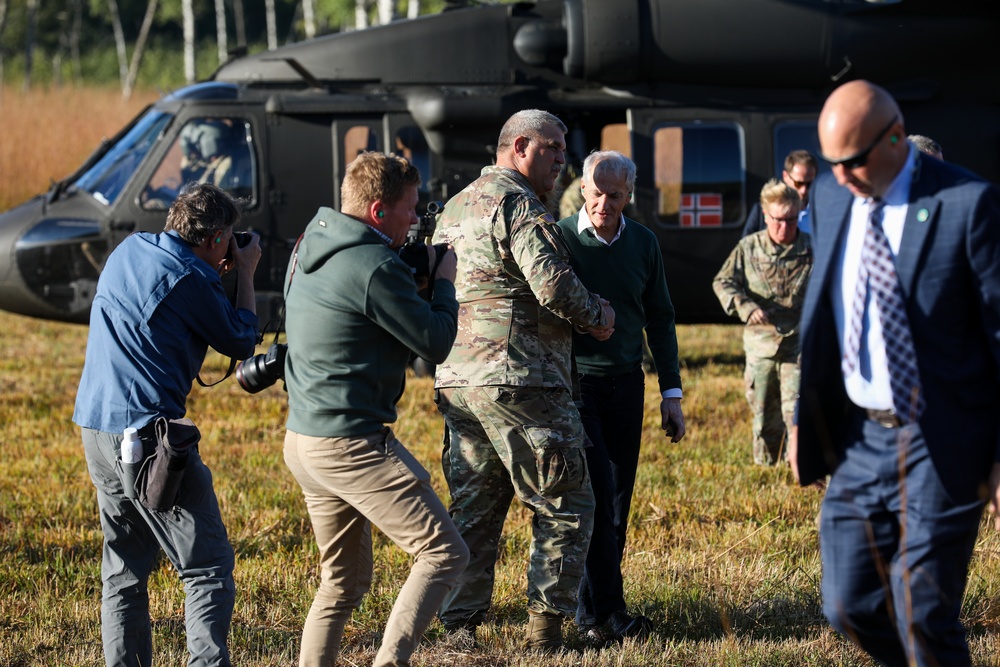 The Norwegian Prime Minister, Jonas Gahr Støre, and Norwegian Ambassador to the United States Anniken Krutnes, visit Camp Ripley Training Center