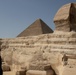 U.S. Army Staff Sgt. Lani Pascual, a public affairs mass communications non-commissioned officer from Task Force Spartan, visits the Sphinx during cultural day during exercise Bright Star 23 at Giza