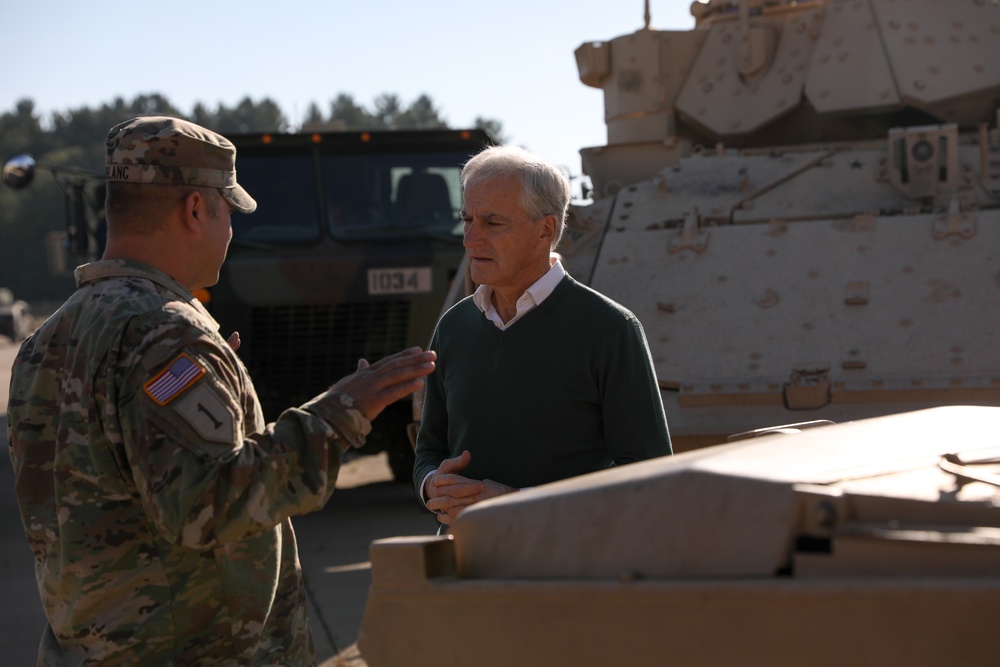 The Norwegian Prime Minister, Jonas Gahr Støre, and Norwegian Ambassador to the United States Anniken Krutnes, visit Camp Ripley Training Center