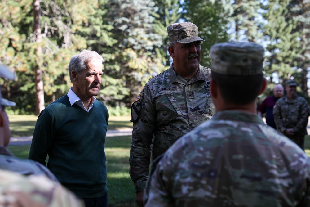 The Norwegian Prime Minister, Jonas Gahr Støre, and Norwegian Ambassador to the United States Anniken Krutnes, visit Camp Ripley Training Center