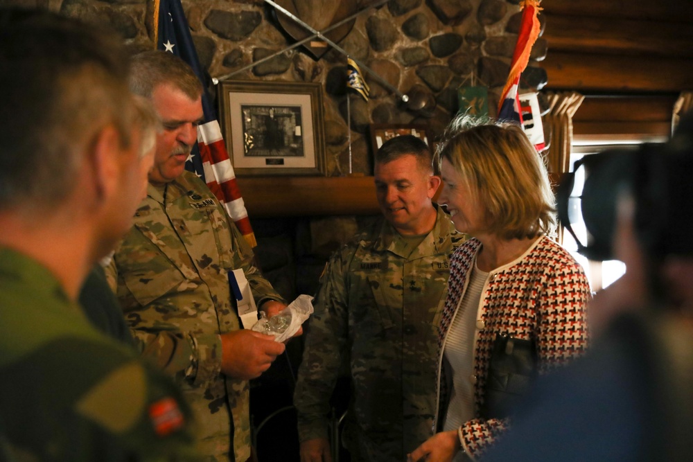 The Norwegian Prime Minister, Jonas Gahr Støre, and Norwegian Ambassador to the United States Anniken Krutnes, visit Camp Ripley Training Center