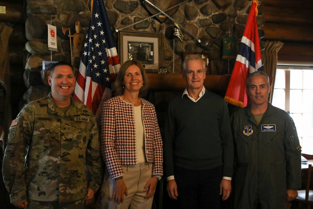 The Norwegian Prime Minister, Jonas Gahr Støre, and Norwegian Ambassador to the United States Anniken Krutnes, visit Camp Ripley Training Center