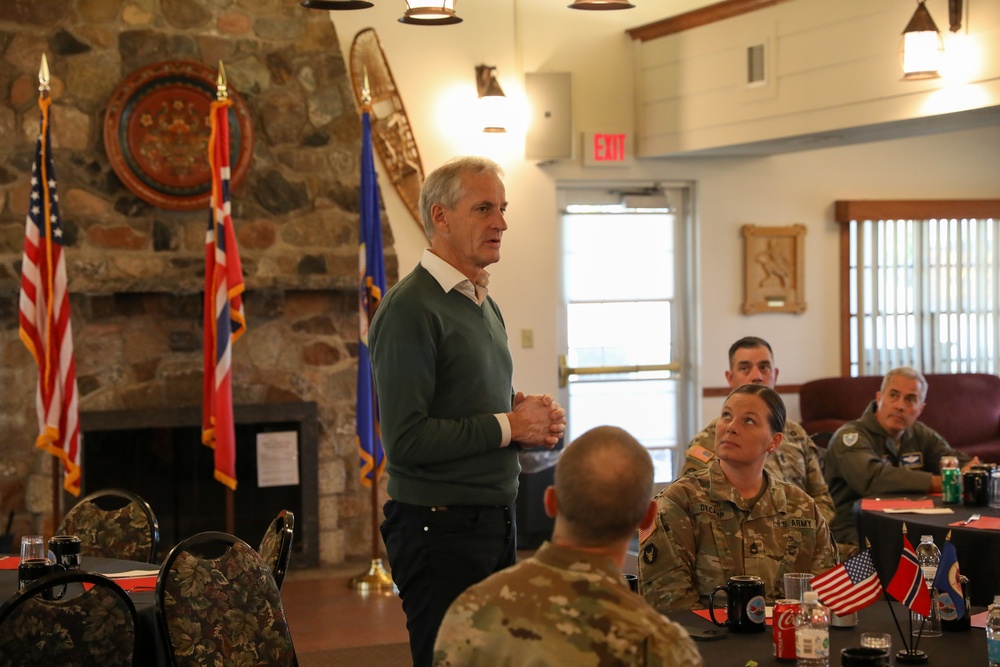 The Norwegian Prime Minister, Jonas Gahr Støre, and Norwegian Ambassador to the United States Anniken Krutnes, visit Camp Ripley Training Center