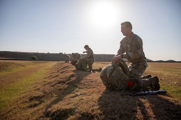 U.S. Army soldiers compete during the 2023 Romanian Best Scout Competition in Buzau