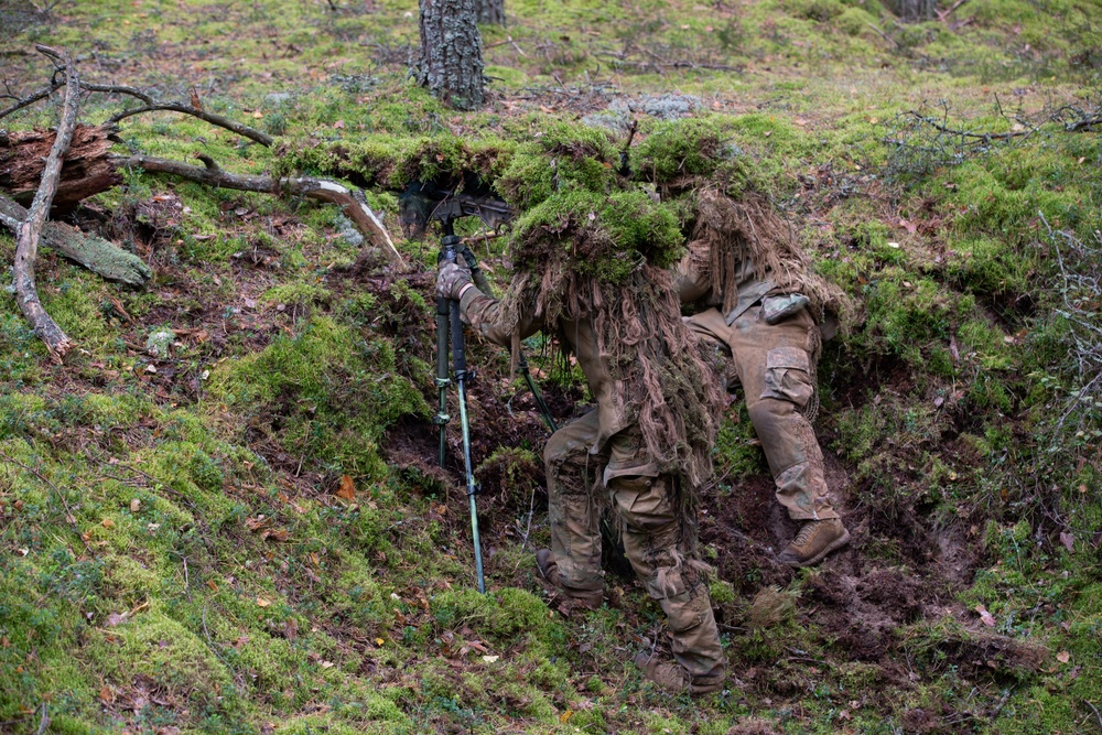 Task Force Marne sharpshooter teams conduct sniper field craft during Silver Arrow exercise