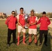 Soldiers from multiple countries play in an organized “African Lion” soccer game