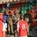 Soldiers from multiple countries play in an organized “African Lion” soccer game