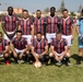 Soldiers from multiple countries play in an organized “African Lion” soccer game