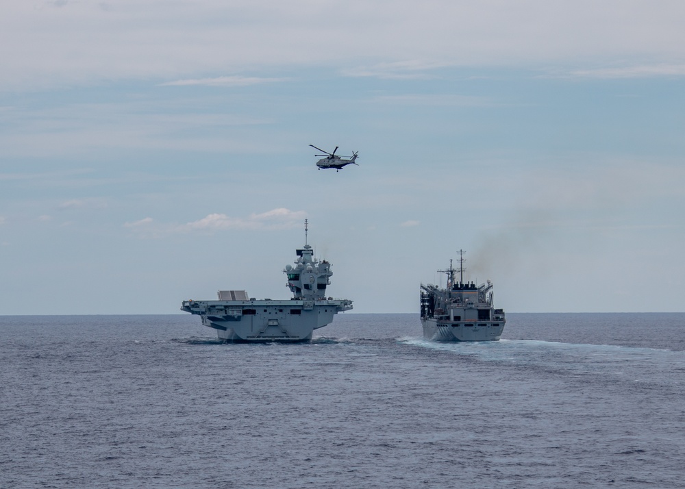 HMS Prince of Wales (R09) Conducts a Replenishment At Sea