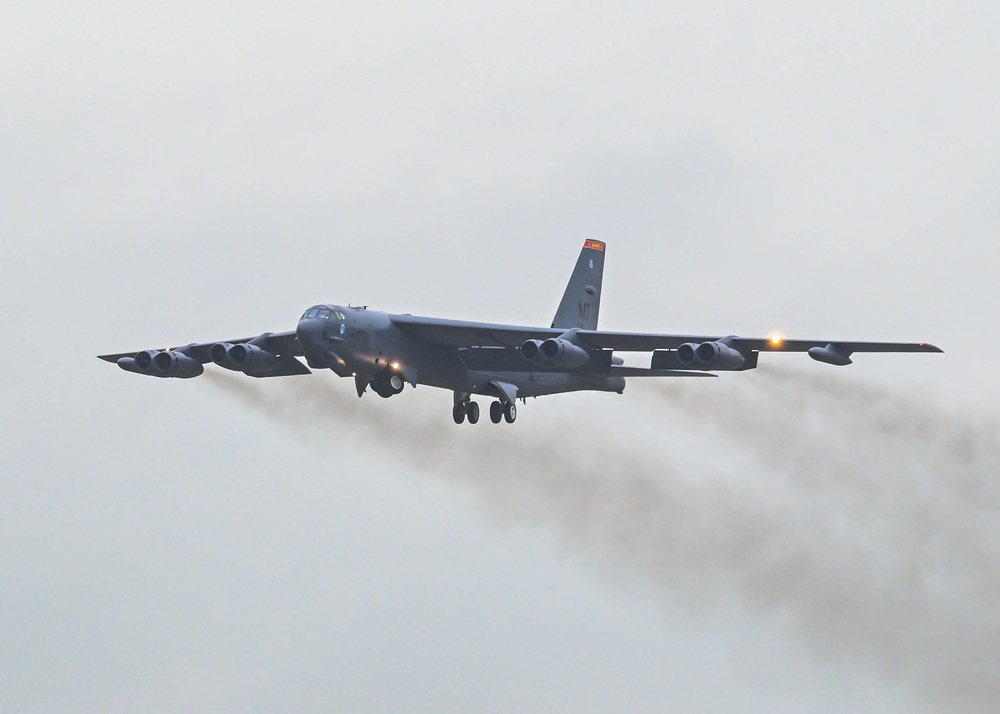 B-52H Stratofortresses take off from Minot Air Force Base