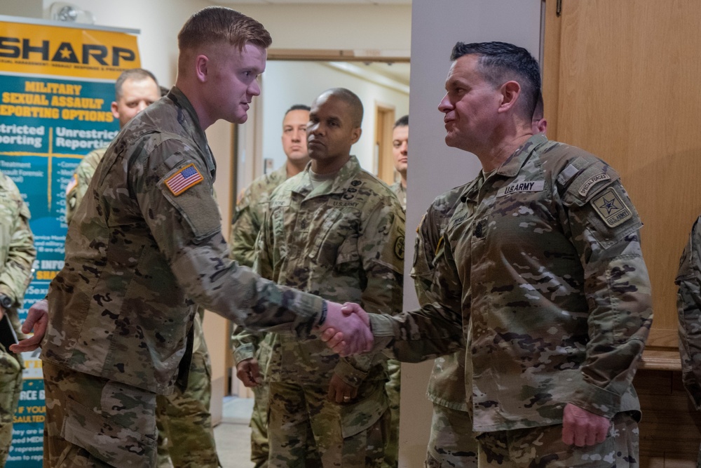 Sergeant Major of the Army Presents Coins to Ft. Wainwright Soldiers