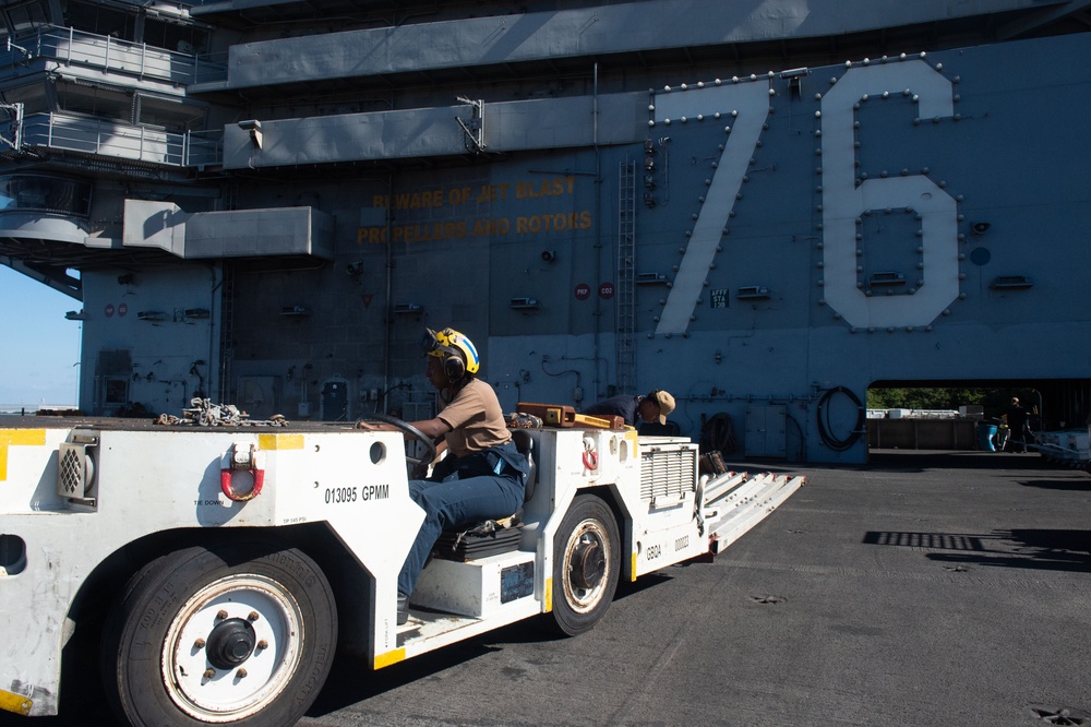 USS Ronald Reagan (CVN 76) Sailors conduct daily maintenance