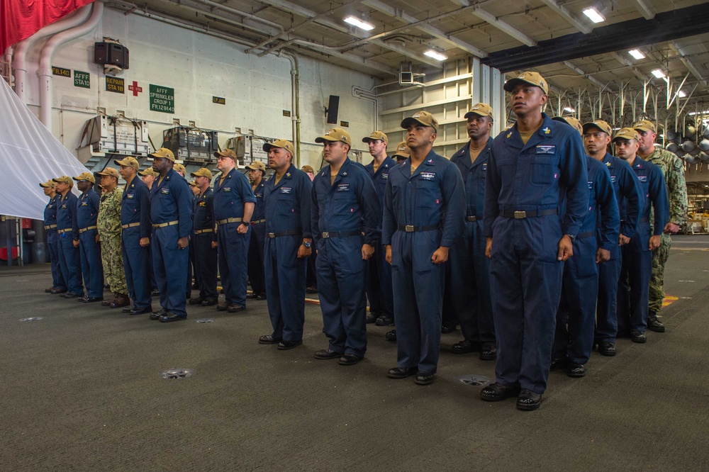 HEADLINE: USS Ronald Reagan (CVN 76) hosts meritorious advancement promotion ceremony