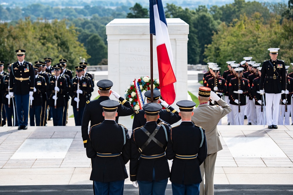 France Chief of Defense Staff Gen. Thierry Burkhard Participates in an Armed Forces Full Honors Wreath-Laying Ceremony at the Tomb of the Unknown Soldier