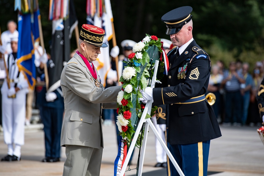 France Chief of Defense Staff Gen. Thierry Burkhard Participates in an Armed Forces Full Honors Wreath-Laying Ceremony at the Tomb of the Unknown Soldier