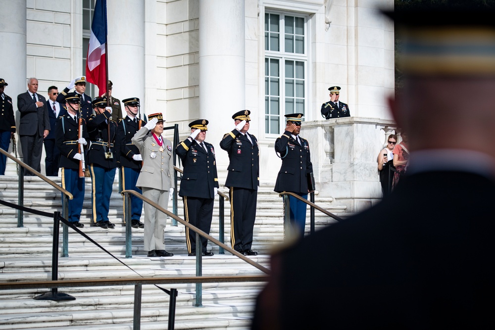 France Chief of Defense Staff Gen. Thierry Burkhard Participates in an Armed Forces Full Honors Wreath-Laying Ceremony at the Tomb of the Unknown Soldier