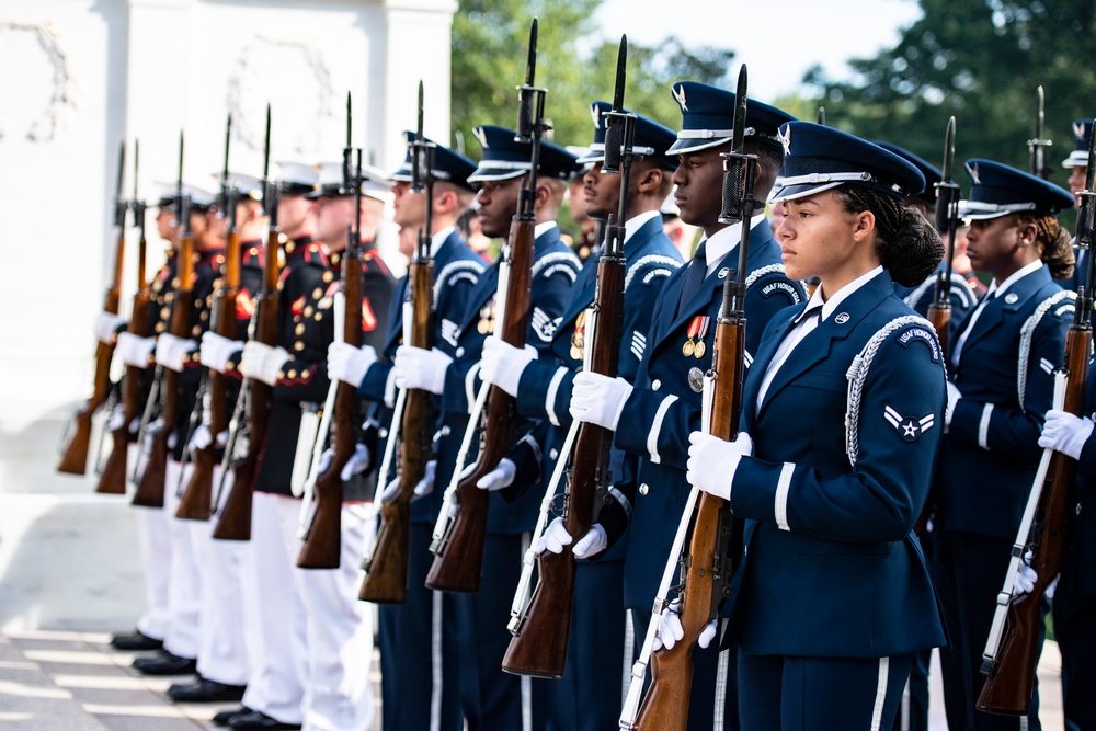 France Chief of Defense Staff Gen. Thierry Burkhard Participates in an Armed Forces Full Honors Wreath-Laying Ceremony at the Tomb of the Unknown Soldier