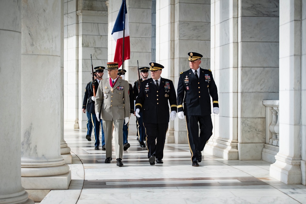 France Chief of Defense Staff Gen. Thierry Burkhard Participates in an Armed Forces Full Honors Wreath-Laying Ceremony at the Tomb of the Unknown Soldier
