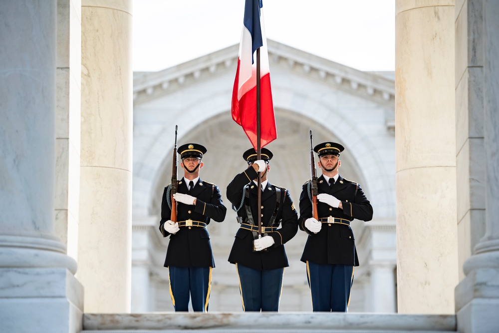 France Chief of Defense Staff Gen. Thierry Burkhard Participates in an Armed Forces Full Honors Wreath-Laying Ceremony at the Tomb of the Unknown Soldier