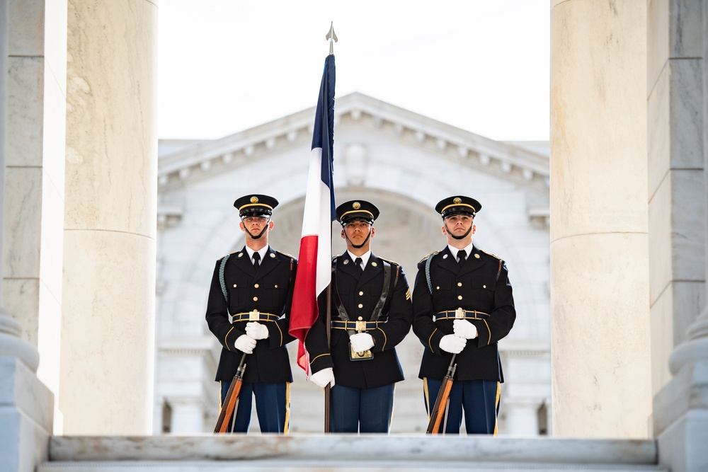 France Chief of Defense Staff Gen. Thierry Burkhard Participates in an Armed Forces Full Honors Wreath-Laying Ceremony at the Tomb of the Unknown Soldier