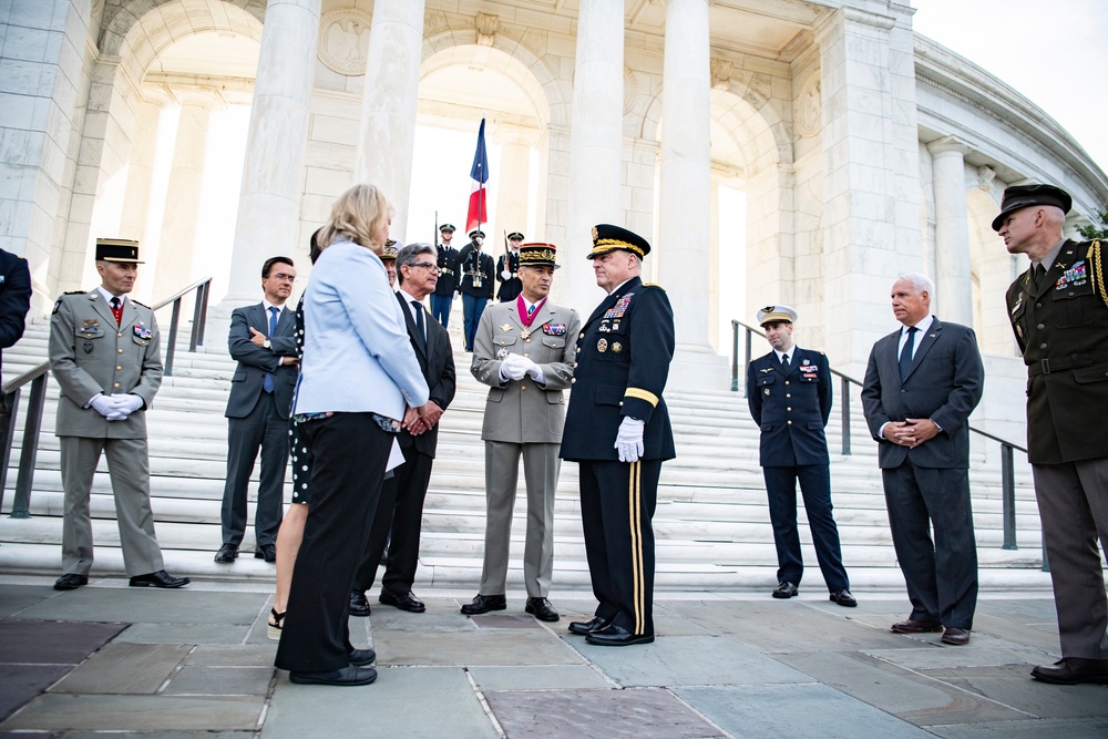 France Chief of Defense Staff Gen. Thierry Burkhard Participates in an Armed Forces Full Honors Wreath-Laying Ceremony at the Tomb of the Unknown Soldier