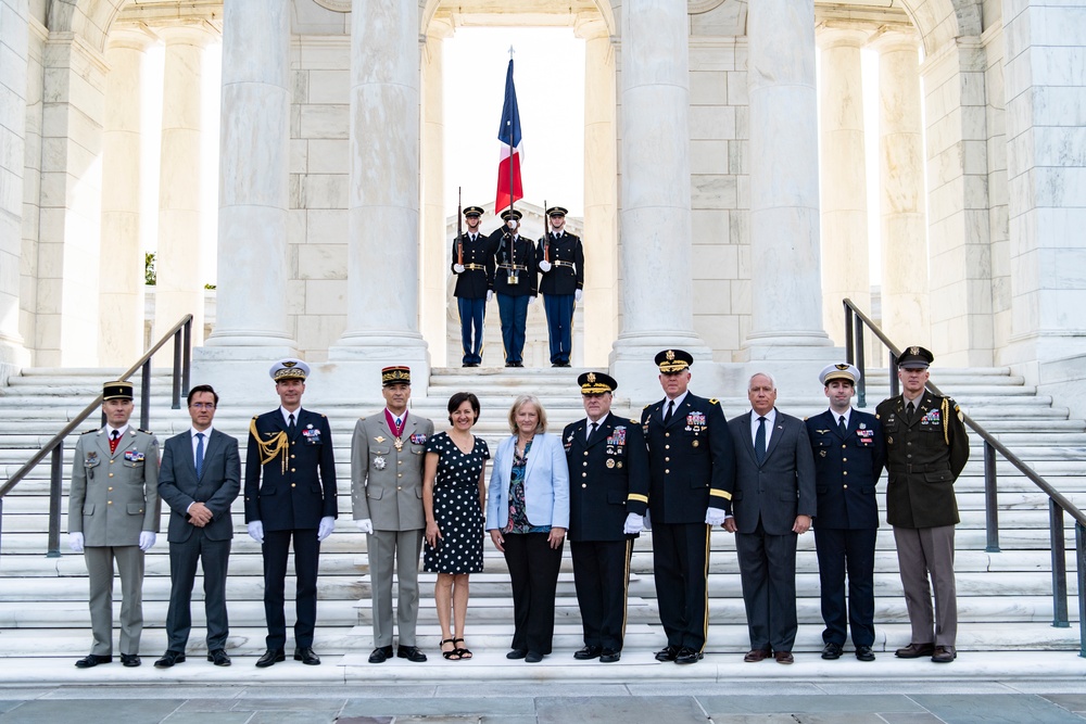 France Chief of Defense Staff Gen. Thierry Burkhard Participates in an Armed Forces Full Honors Wreath-Laying Ceremony at the Tomb of the Unknown Soldier