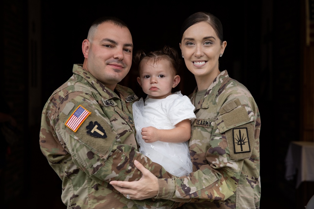 New York National Guard Soldiers baptize daughter at Camp Smith