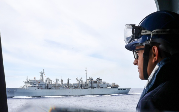 HMS Prince of Wales Receives Fuel from USNS Supply During Resupply Operation at Sea