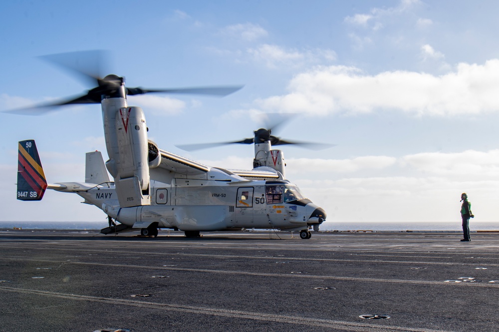 CMV-22B Osprey Rests On The Flight Deck