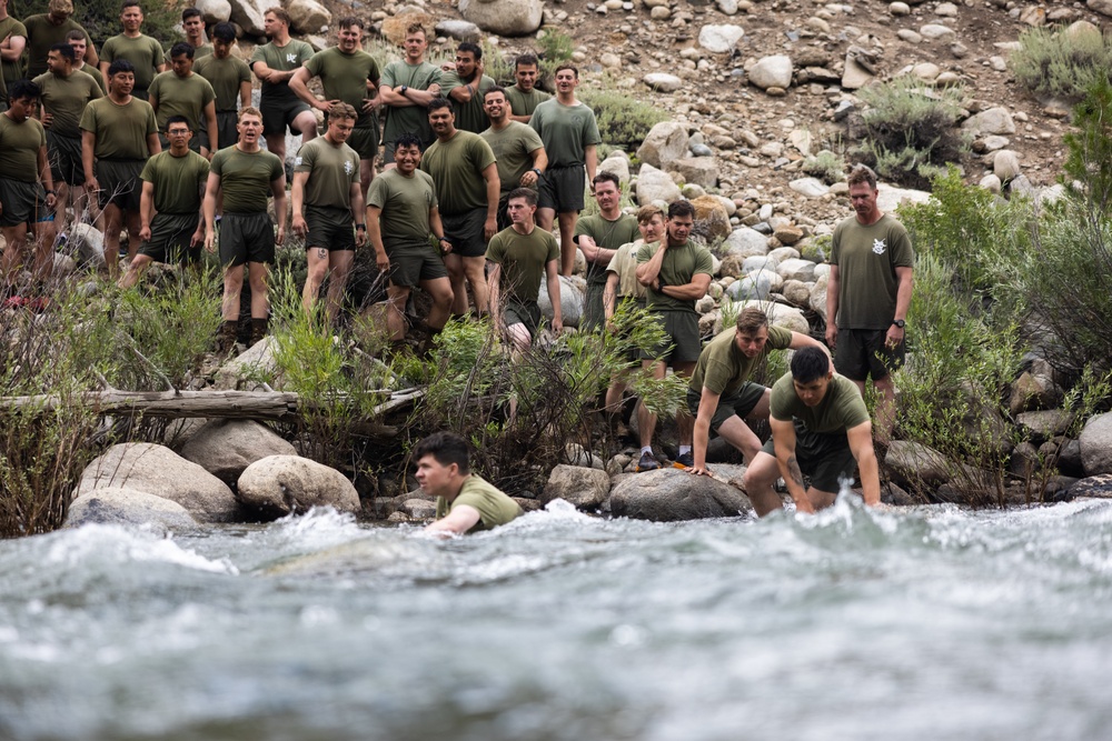 Marines with 1st Bn., 1st Marines cross river during MTX